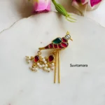 Parrot Ruby Jadau kundan Hair Accessory