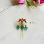 Moon Ruby Green Kundan Hair Accessories