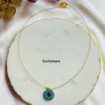 Turquoise Blue Jadau Kundan Pendant Invisible Necklace