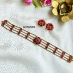 Kerala Style Ruby Kemp Flower Choker