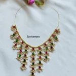 Multiple Step Ruby Green Kundan Invisible Necklace