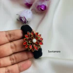 Red Flower Kundan Hair Band