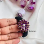 Purple Flower Kundan Hair Band