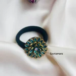 Blue Flower Kundan Hair Band