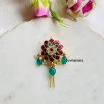 White Ruby Green Jadau kundan Hair Accessories