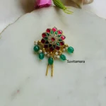 Ruby Green Jadau kundan Hair Accessories