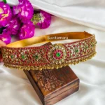 Real Kundan & Precious Kemp Floral Gold Plated Hip Belt