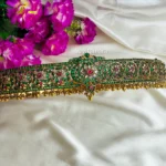 Real Silver Replica Floral Green Kemp Kundan Hipbelt