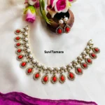 Coral Pearl Victorian Diamond Necklace