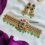 White Ruby Green Kundan Choker