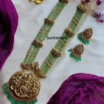 Radha Krishna Semi Precious Mint Green Beads Haram