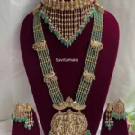 Radha Krishna Semi Precious Mint Green Beads Semi Bridal Set