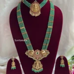 Lakshmi Peacock Ruby Green Semi Bridal Set