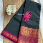 Greenish Black Kanchi Cotton Saree