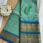 Pastel Green Blue Kanchi Cotton Saree