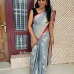 Floral Grey Semi Linen Organza Saree