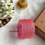 Pink Premium Rain Drop Glass Bangles