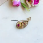 Peacock Ruby Green Saree Pin