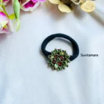 Green Flower Kundan Hair Band