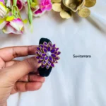 Purple Flower Kundan Hair Band