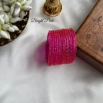 Bright Pink Premium Rain Drop Glass Bangles