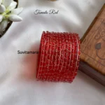 Tomato Red Premium Rain Drop Glass Bangles