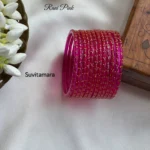 Rani Pink Premium Rain Drop Glass Bangles