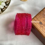 Rani Pink Crystal Stone Premium Glass Bangles