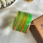 Greenish Orange Crystal Stone Premium Glass Bangles