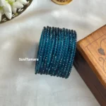 Teal Blue Crystal Stone Premium Glass Bangles