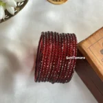 Maroon Crystal Stone Premium Glass Bangles