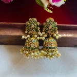 Green Lotus Jhumkas