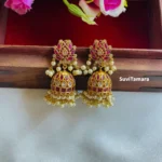 Ruby White Lotus Jhumkas