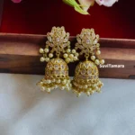 White Stone Lotus Jhumkas