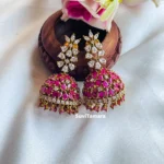 Ruby White CZ Jhumkas