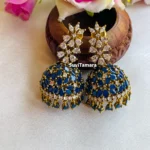 Blue White CZ Jhumkas