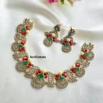 Coral Bead Victorian Diamond Necklace