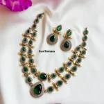 2 Layered Green White Victorian Diamond Necklace