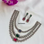 3 Layer Multicolour Victorian Diamond Necklace