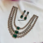 3 Layer Green White Victorian Diamond Necklace