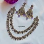 Purple White 2 Layer Victorian Diamond Necklace