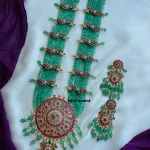 Round Rakodi Pendant Green Beaded Haram