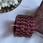 Maroon Heart Glass Bangles