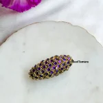 Purple Silk Thread Kundan Saree Pin