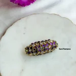 Purple Flower Silk Thread Kundan Saree Pin