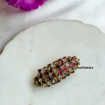 Pink Flower Silk Thread Kundan Saree Pin