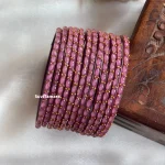 Mauve Pink Premium Rain Drop Glass Bangles