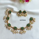 Green Lotus Guttapusalu Pearl Necklace Set