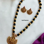 Black Gold Balls Lakshmi Pendant Chain