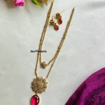 Ruby Floral Layer Pendant Chain